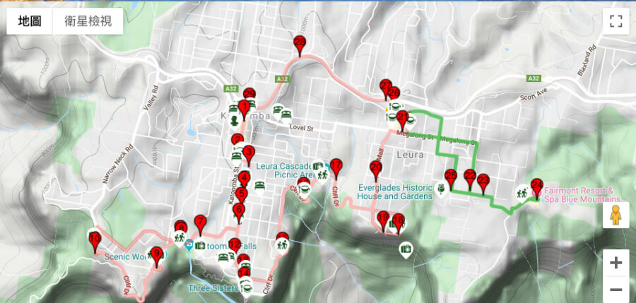 雪梨藍山觀光巴士路線