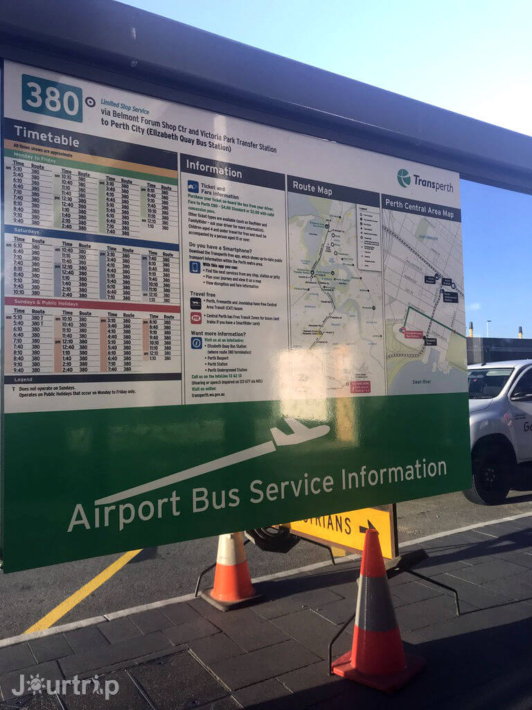 Perth機場到市區巴士timetable
